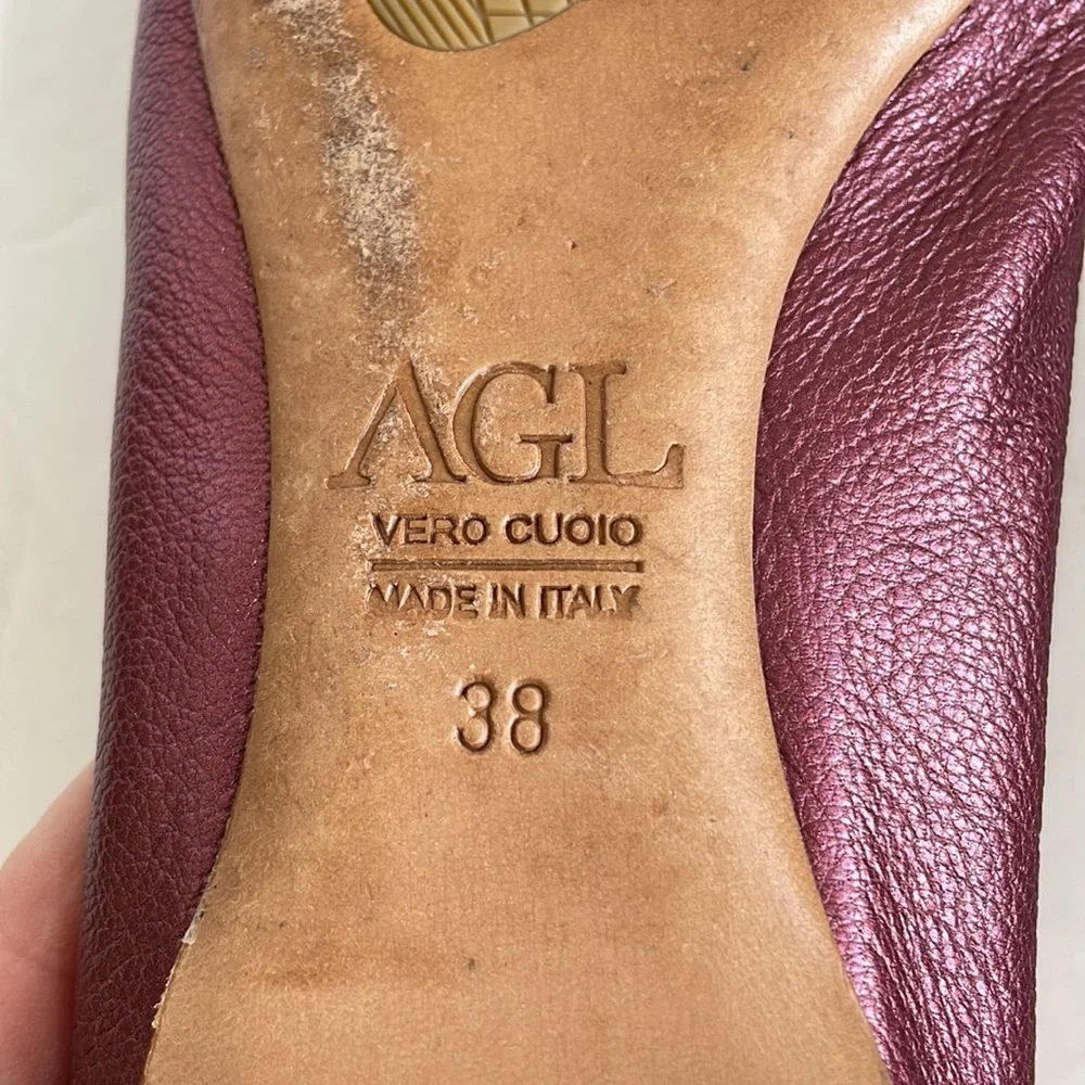 AGL Womans 38 flats shoes Pink Leather Ballet